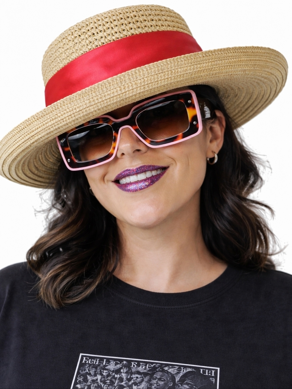 Toucan Collect Women's Straw Hat With Red Scarf Accent